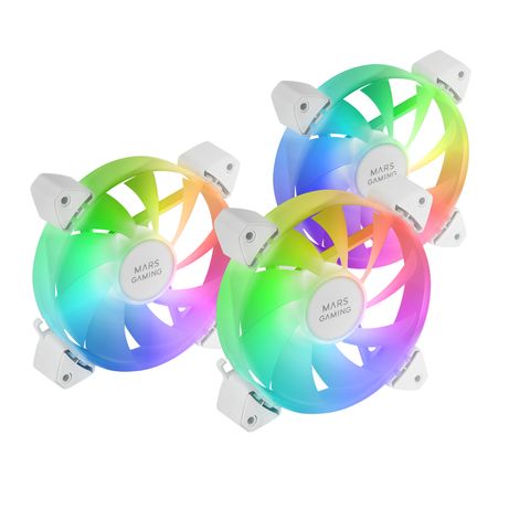 KIT 3xVENTILADOR INTERNO ARGB MARS GAMING MF-3A KIT BLANCO 12x12cm ARGB RAINBOW - Imagen 3 de 4 KIT 3xVENTILADOR INTERNO ARGB MARS GAMING MF-3A KIT BLANCO 12x12cm ARGB RAINBOW - Imagen 3 de 4