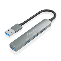 Miniatura 1 de HUB AISENS USB 3.0 ALUMINIO 1XUSB3.0 A/H 3XUSB2.0 A/H GRIS 10CM