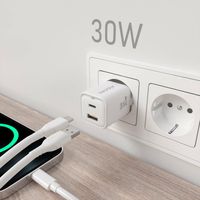Miniatura 6 de CARGADOR AISENS GAN 30W 1XUSB-C PD3.0 QC4.0 1XUSB-A QC3.0 BLANCO