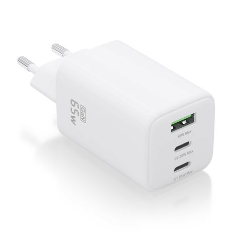 CARGADOR AISENS GAN 65W 2XUSB-C PD3.0 QC4.0 1XUSB-A QC3.0 BLANCO - Imagen 2 de 7 CARGADOR AISENS GAN 65W 2XUSB-C PD3.0 QC4.0 1XUSB-A QC3.0 BLANCO - Imagen 2 de 7