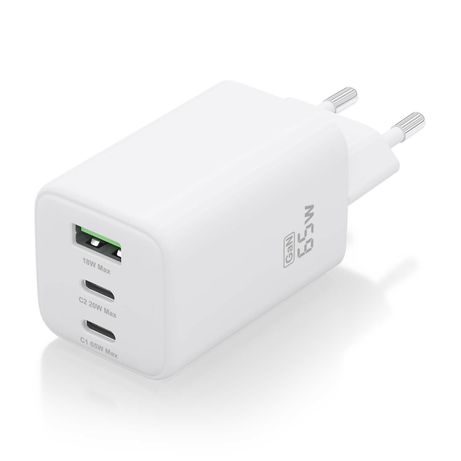 CARGADOR AISENS GAN 65W 2XUSB-C PD3.0 QC4.0 1XUSB-A QC3.0 BLANCO - Imagen 3 de 7 CARGADOR AISENS GAN 65W 2XUSB-C PD3.0 QC4.0 1XUSB-A QC3.0 BLANCO - Imagen 3 de 7