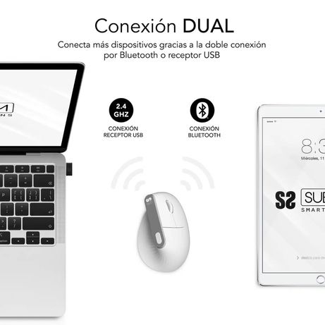 RATON SUBBLIM VERTICAL ERGO DUAL NATURE WHITE - Imagen 3 de 10 RATON SUBBLIM VERTICAL ERGO DUAL NATURE WHITE - Imagen 3 de 10