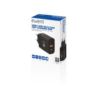 Miniatura 5 de CARGADOR DE PARED RAPIDO EWENT USB-A Y USB-C GANFAST 45W NEGRO