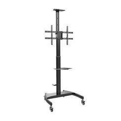 AISENS Soporte de Suelo ECO con Ruedas y Manivela  Bandeja para DVD y Soporte de C  mara para Monitor TV 50Kg de 37 70  Negro