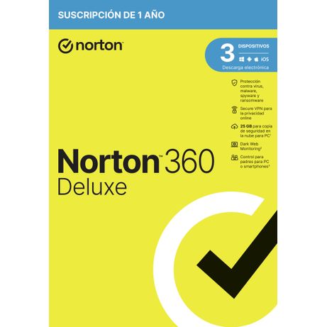 ANTIVIRUS NORTON 360 DELUXE 25GB ES 1 USER 3 DEVICE 12MO ATTACH - Imagen 2 de 3 ANTIVIRUS NORTON 360 DELUXE 25GB ES 1 USER 3 DEVICE 12MO ATTACH - Imagen 2 de 3