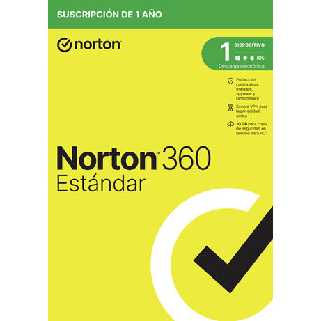 NORTON 360 STANDARD 10GB ES 1 USER 1 DEVICE 12MO BOX - Imagen 1 de 3 NORTON 360 STANDARD 10GB ES 1 USER 1 DEVICE 12MO BOX - Imagen 1 de 3