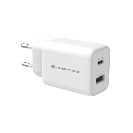 CARGADOR DE PARED QUICK CHARGE 3.0 PD 1PUERTO USB-C 1 PUERTO USB-A CONCEPTRONIC ALTHEA 33W - Imagen 1 de 5 CARGADOR DE PARED QUICK CHARGE 3.0 PD 1PUERTO USB-C 1 PUERTO USB-A CONCEPTRONIC ALTHEA 33W - Imagen 1 de 5