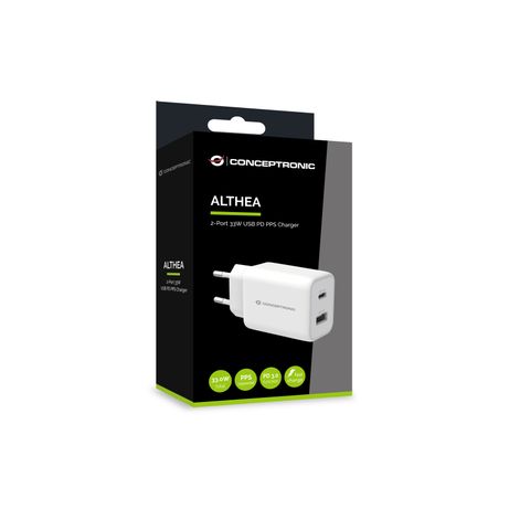 CARGADOR DE PARED QUICK CHARGE 3.0 PD 1PUERTO USB-C 1 PUERTO USB-A CONCEPTRONIC ALTHEA 33W - Imagen 4 de 5 CARGADOR DE PARED QUICK CHARGE 3.0 PD 1PUERTO USB-C 1 PUERTO USB-A CONCEPTRONIC ALTHEA 33W - Imagen 4 de 5