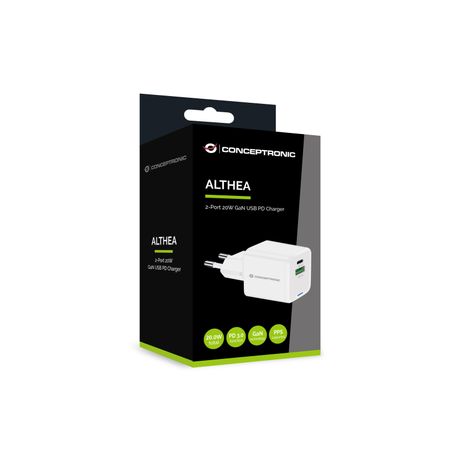 CARGADOR DE PARED CONCEPTRONIC USB-C x1 USB-Ax1 QUICKCHARGE 3.0 GaN PPS 20W COLOR BLANCO - Imagen 4 de 6 CARGADOR DE PARED CONCEPTRONIC USB-C x1 USB-Ax1 QUICKCHARGE 3.0 GaN PPS 20W COLOR BLANCO - Imagen 4 de 6