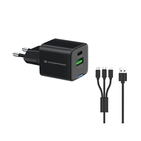 Miniatura 1 de CARGADOR DE PARED CONCEPTRONIC USB-C x1 USB-Ax1 QUICKCHARGE 3.0 GaN PPS 33W INCLUYE CABLE 3-1 NEGRO