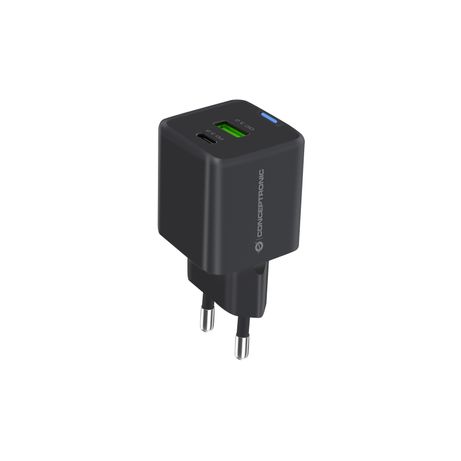 CARGADOR DE PARED CONCEPTRONIC USB-C x1 USB-Ax1 QUICKCHARGE 3.0 GaN PPS 33W INCLUYE CABLE 3-1 NEGRO - Imagen 3 de 5 CARGADOR DE PARED CONCEPTRONIC USB-C x1 USB-Ax1 QUICKCHARGE 3.0 GaN PPS 33W INCLUYE CABLE 3-1 NEGRO - Imagen 3 de 5
