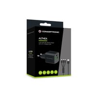 Miniatura 4 de CARGADOR DE PARED CONCEPTRONIC USB-C x1 USB-Ax1 QUICKCHARGE 3.0 GaN PPS 33W INCLUYE CABLE 3-1 NEGRO