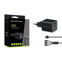 Miniatura 5 de CARGADOR DE PARED CONCEPTRONIC USB-C x1 USB-Ax1 QUICKCHARGE 3.0 GaN PPS 33W INCLUYE CABLE 3-1 NEGRO