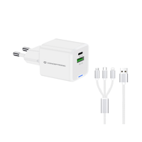 Miniatura 1 de CARGADOR DE PARED CONCEPTRONIC USB-C x1 USB-Ax1 QUICKCHARGE 3.0 GaN PPS 33W INCLUYE CABLE 3-1 BLANCO
