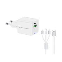 Miniatura 2 de CARGADOR DE PARED CONCEPTRONIC USB-C x1 USB-Ax1 QUICKCHARGE 3.0 GaN PPS 33W INCLUYE CABLE 3-1 BLANCO