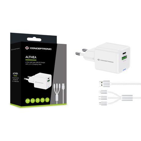CARGADOR DE PARED CONCEPTRONIC USB-C x1 USB-Ax1 QUICKCHARGE 3.0 GaN PPS 33W INCLUYE CABLE 3-1 BLANCO - Imagen 5 de 5 CARGADOR DE PARED CONCEPTRONIC USB-C x1 USB-Ax1 QUICKCHARGE 3.0 GaN PPS 33W INCLUYE CABLE 3-1 BLANCO - Imagen 5 de 5