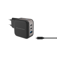 Miniatura 1 de CARGADOR DE PARED CONCEPTRONIC USB-C x2 USB-Ax1 QUICKCHARGE 3.0 PPS 67W  INCLUYE CABLE COLOR NEGRO