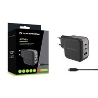 Miniatura 4 de CARGADOR DE PARED CONCEPTRONIC USB-C x2 USB-Ax1 QUICKCHARGE 3.0 PPS 67W  INCLUYE CABLE COLOR NEGRO