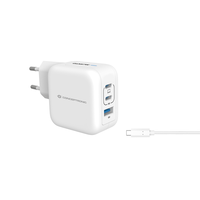 Miniatura 1 de CARGADOR DE PARED CONCEPTRONIC USB-C x2 USB-Ax1 QUICKCHARGE 3.0 PPS 67W  INCLUYE CABLE COLOR BLANCO
