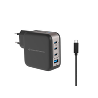 Miniatura 1 de CARGADOR DE PARED CONCEPTRONIC USB-C x3 USB-Ax1 QUICKCHARGE 3.0 GaN PPS 100W INCLUYE CABLE NEGRO