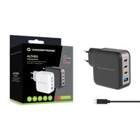 Miniatura 4 de CARGADOR DE PARED CONCEPTRONIC USB-C x3 USB-Ax1 QUICKCHARGE 3.0 GaN PPS 100W INCLUYE CABLE NEGRO
