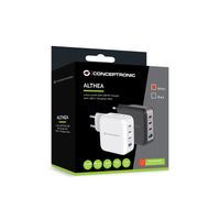 Miniatura 3 de CARGADOR DE PARED CONCEPTRONIC USB-C x3 USB-Ax1 QUICKCHARGE 3.0 GaN PPS 100W INCLUYE CABLE BLANCO