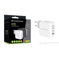 Miniatura 4 de CARGADOR DE PARED CONCEPTRONIC USB-C x3 USB-Ax1 QUICKCHARGE 3.0 GaN PPS 100W INCLUYE CABLE BLANCO