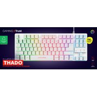 Miniatura 10 de TECLADO TRUST GAMING GXT833W THADO METALICO COMPACTO BLANCO ILUMINACION LED MULTIMEDIA USB 24739*