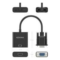 Miniatura 6 de AISENS Cable conversor SVGA Audio a HDMI  SVGA M Jack 3 5 H USB MicroB H HDMI A H  Negro  20cm