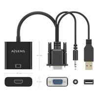Miniatura 5 de AISENS Cable conversor SVGA Audio a HDMI  SVGA M Jack 3 5 M USB A M HDMI A H  Negro  20cm
