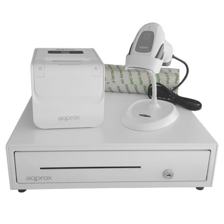 KIT TPV APPROX CAJON PORTAMONEDAS APPCASH01 BLANCO + LECTOR/SCANNER APPLS22WH + IMPRESORA TERMICA APPPOS80AMUSEWH + PACK ROLLOS PAPEL CYT8060BPA - Imagen 2 de 5 KIT TPV APPROX CAJON PORTAMONEDAS APPCASH01 BLANCO + LECTOR/SCANNER APPLS22WH + IMPRESORA TERMICA APPPOS80AMUSEWH + PACK ROLLOS PAPEL CYT8060BPA - Imagen 2 de 5