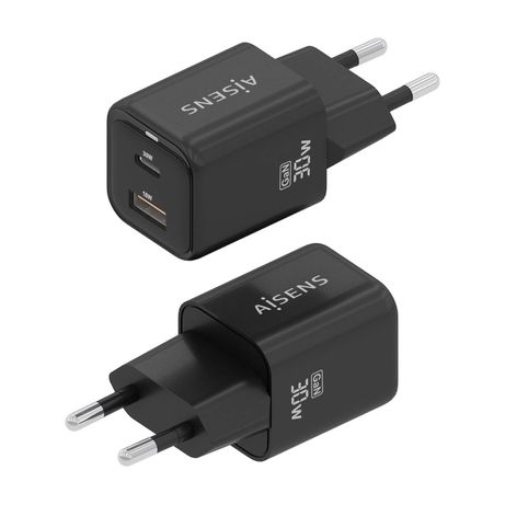 AISENS Cargador Gan 30W 1xUSB C PD3 0 QC4 0 1xUSB A QC3 0 Negro - Imagen 4 de 7 AISENS Cargador Gan 30W 1xUSB C PD3 0 QC4 0 1xUSB A QC3 0 Negro - Imagen 4 de 7