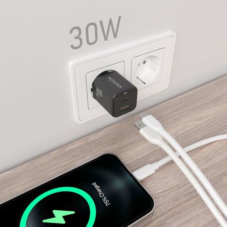 AISENS Cargador Gan 30W 1xUSB C PD3 0 QC4 0 1xUSB A QC3 0 Negro - Imagen 5 de 7 AISENS Cargador Gan 30W 1xUSB C PD3 0 QC4 0 1xUSB A QC3 0 Negro - Imagen 5 de 7