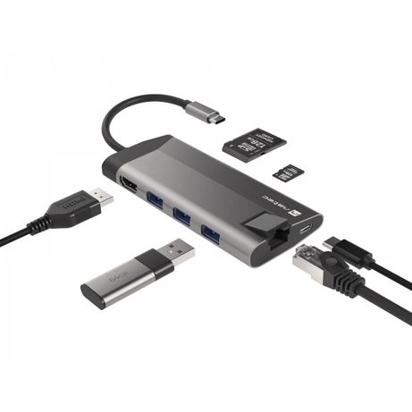 ADAPTADOR NATEC FOWLER PLUS USB-C->3XUSB 3.0,HDMI 4K,USB-C PD,RJ45,SD,MSD - Imagen 3 de 7 ADAPTADOR NATEC FOWLER PLUS USB-C->3XUSB 3.0,HDMI 4K,USB-C PD,RJ45,SD,MSD - Imagen 3 de 7