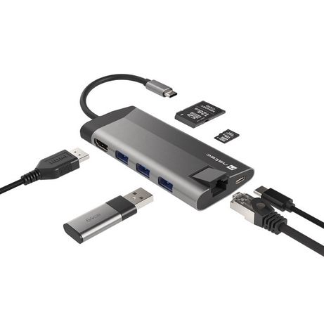 ADAPTADOR NATEC FOWLER PLUS USB-C->3XUSB 3.0,HDMI 4K,USB-C PD,RJ45,SD,MSD - Imagen 6 de 7 ADAPTADOR NATEC FOWLER PLUS USB-C->3XUSB 3.0,HDMI 4K,USB-C PD,RJ45,SD,MSD - Imagen 6 de 7