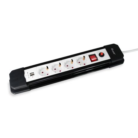 REGLETA ALIMENTACION EQUIP CON 4 TOMAS CABLE DE RED DE 1.5 METROS + 2 PUERTOS USB PROTECCION SOBRECA - Imagen 2 de 6 REGLETA ALIMENTACION EQUIP CON 4 TOMAS CABLE DE RED DE 1.5 METROS + 2 PUERTOS USB PROTECCION SOBRECA - Imagen 2 de 6