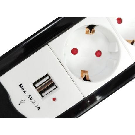 REGLETA ALIMENTACION EQUIP CON 4 TOMAS CABLE DE RED DE 1.5 METROS + 2 PUERTOS USB PROTECCION SOBRECA - Imagen 5 de 6 REGLETA ALIMENTACION EQUIP CON 4 TOMAS CABLE DE RED DE 1.5 METROS + 2 PUERTOS USB PROTECCION SOBRECA - Imagen 5 de 6