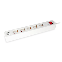 Miniatura 1 de REGLETA EQUIP CON 5 TOMAS CABLE DE RED DE 1.5 METROS  + 2 PUERTOS USB Y BOTON DE APAGADO ENCENDIDO