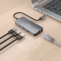 Miniatura 6 de AISENS USB C Dock 6 En 1  USB C a 1xHDMI  1xRJ45  3xUSB A  1xUSB C PD  Gris  15cm