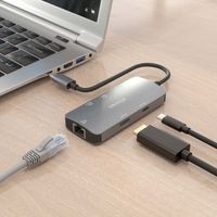 Miniatura 7 de AISENS USB C Dock 6 En 1  USB C a 1xHDMI  1xRJ45  3xUSB A  1xUSB C PD  Gris  15cm