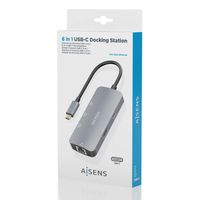 Miniatura 8 de AISENS USB C Dock 6 En 1  USB C a 1xHDMI  1xRJ45  3xUSB A  1xUSB C PD  Gris  15cm