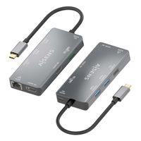 Miniatura 4 de AISENS USB C Dock 9 En 1  USB C a 2xHDMI  1xRJ45  2xUSB A USB3 0  1xUSB A USB2 0  1xUSB C PD  1xSD  1xMicro SD  Gris  15cm
