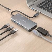 Miniatura 7 de AISENS USB C Dock 9 En 1  USB C a 2xHDMI  1xRJ45  2xUSB A USB3 0  1xUSB A USB2 0  1xUSB C PD  1xSD  1xMicro SD  Gris  15cm