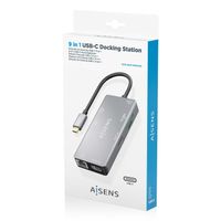 Miniatura 8 de AISENS USB C Dock 9 En 1  USB C a 2xHDMI  1xRJ45  2xUSB A USB3 0  1xUSB A USB2 0  1xUSB C PD  1xSD  1xMicro SD  Gris  15cm