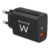 Miniatura 2 de CARGADOR DE PARED RAPIDO EWENT USB-A USB-C QC3.0 20W NEGRO