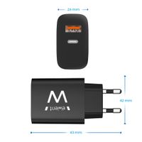 Miniatura 4 de CARGADOR DE PARED RAPIDO EWENT USB-A USB-C QC3.0 20W NEGRO
