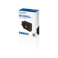 Miniatura 5 de CARGADOR DE PARED RAPIDO EWENT USB-A USB-C QC3.0 20W NEGRO