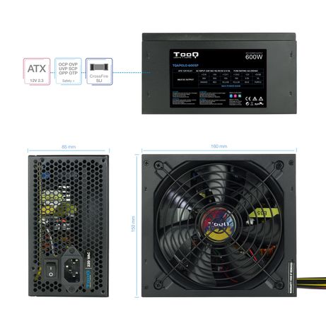 Fuente Alimentación 600W TOOQ TQAPOLO-600SP No Non-Modular Negro - Imagen 5 de 8 Fuente Alimentación 600W TOOQ TQAPOLO-600SP No Non-Modular Negro - Imagen 5 de 8