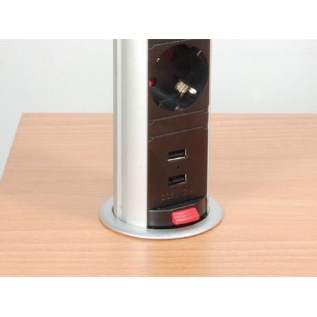 REGLETA EQUIP POP-UP PARA MESA 3 TOMAS + 2 PUERTOS USB CON INTERRUPTOR ALUMINIO DIAMETRO 60MM - Imagen 9 de 14 REGLETA EQUIP POP-UP PARA MESA 3 TOMAS + 2 PUERTOS USB CON INTERRUPTOR ALUMINIO DIAMETRO 60MM - Imagen 9 de 14