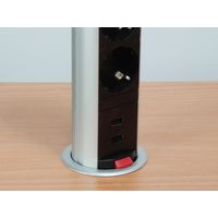Miniatura 14 de REGLETA EQUIP POP-UP  PARA MESA 3 TOMAS + 2 PUERTOS USB   CON INTERRUPTOR ALUMINIO  DIAMETRO 60MM